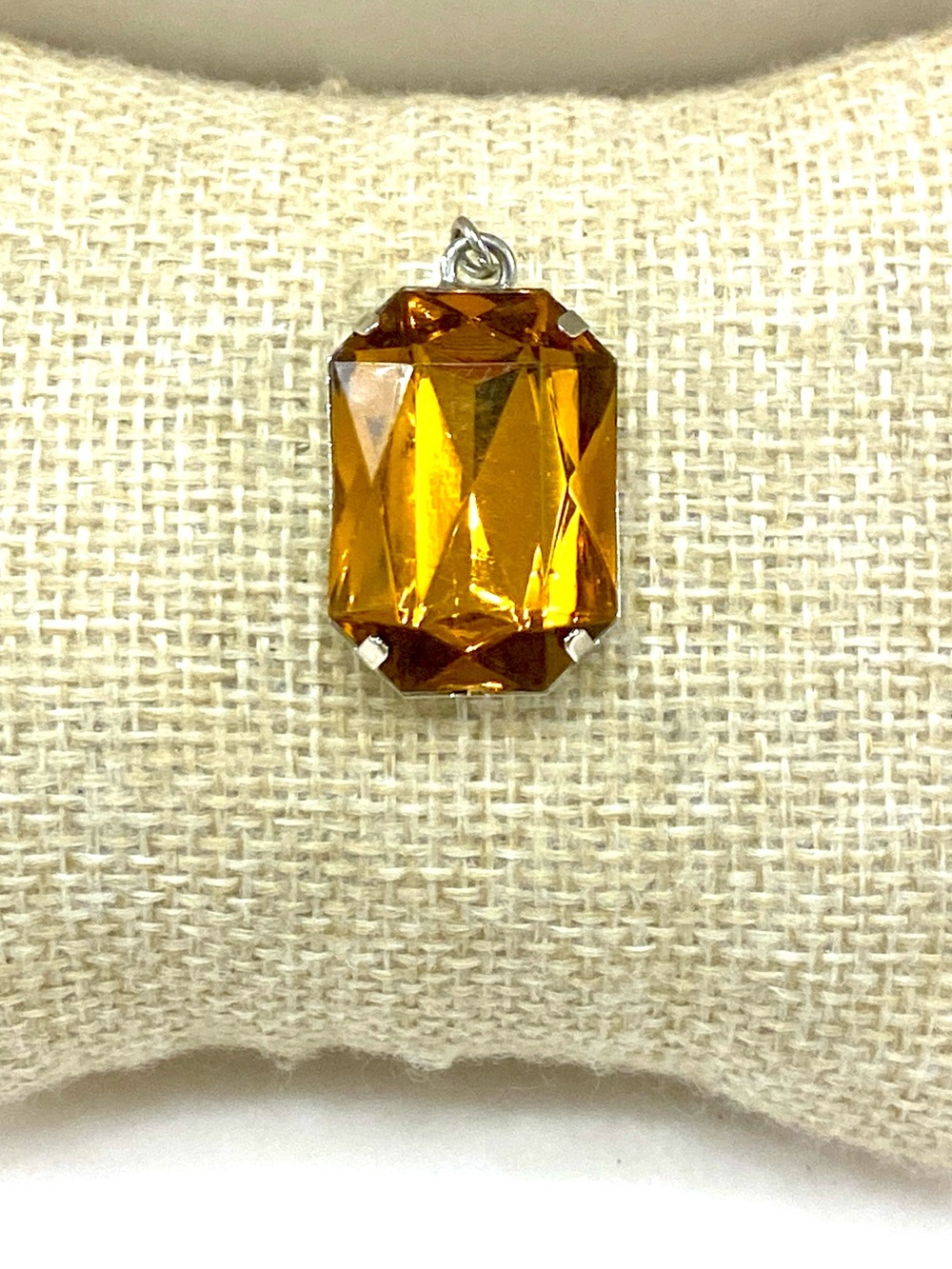 Vintage Golden Amber Faceted Pendant Necklace